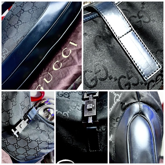 π₯π₯πππ«VINTAGE GUCCI JACKIE KENNEDY Bag Black Canvas/Leather ππππ - Picture 6 of 16